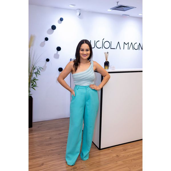 Calça Flare Verde Água