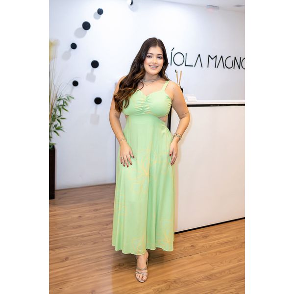 Vestido Hellen Longo Verde em Viscose | Leveza e Elegância para o Verão