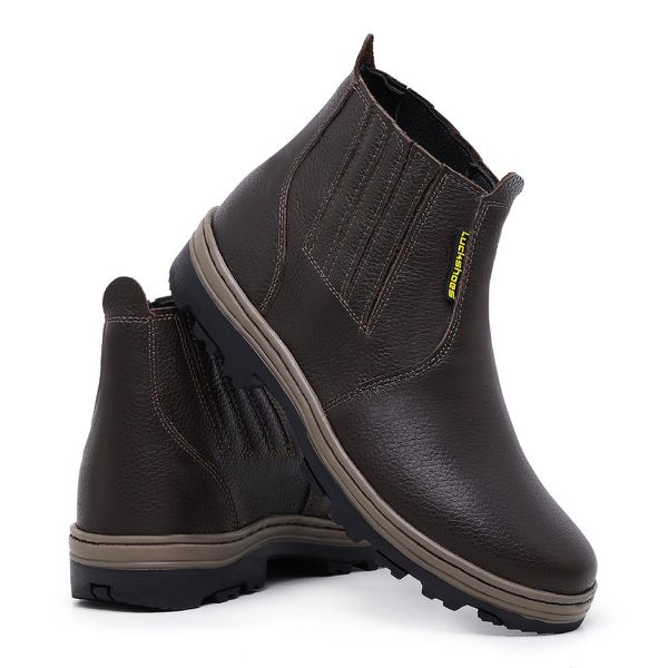 Botina em couro Legítimo Luckshoes Marrom