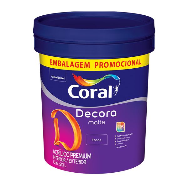 Tinta Acrílica Premium Fosco Decora Matte Branco Neve Coral 20L