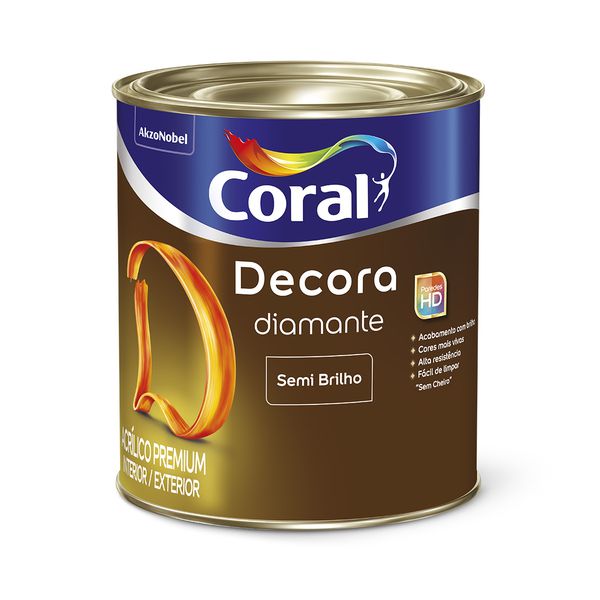 Tinta Acrilíca Coral Decora Diamante Semi Brilho 3,6l