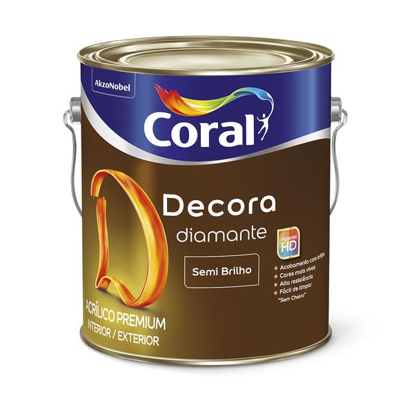Tinta Acrílica Coral Decora Diamante Semi Brilho 18l