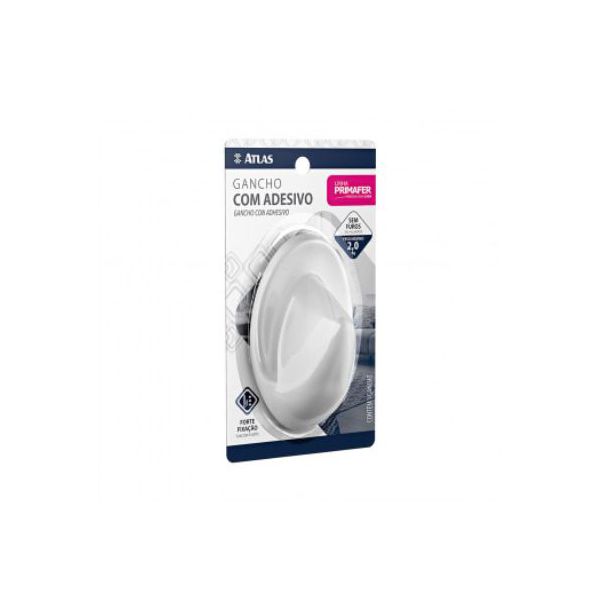 Gancho Adesivo Plástico Branco 2KG 2505 ATLAS