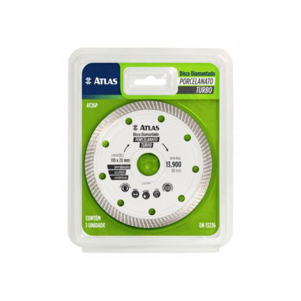 Disco De Corte Diamantado Porcelanato Turbo 110MM AT26P ATLAS