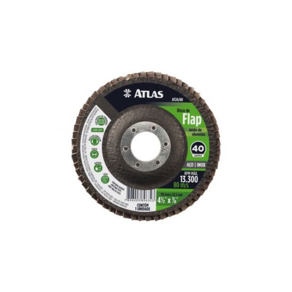 Disco Flap Oxido De Aluminio 115MM 040 AT24/40 ATLAS