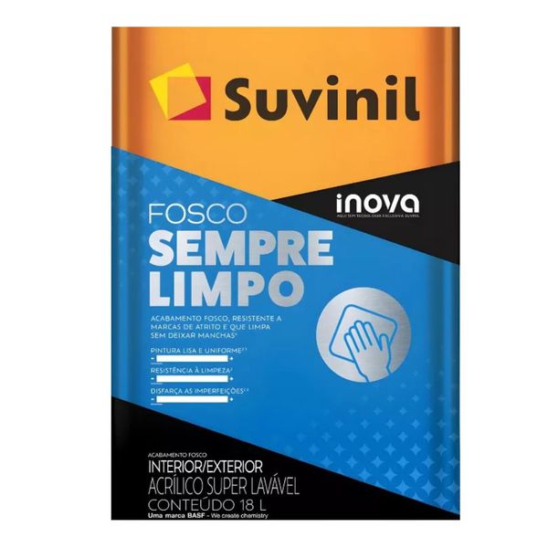 Tinta Acrílica Lavável Fosco Sempre Limpo Suvinil 18l
