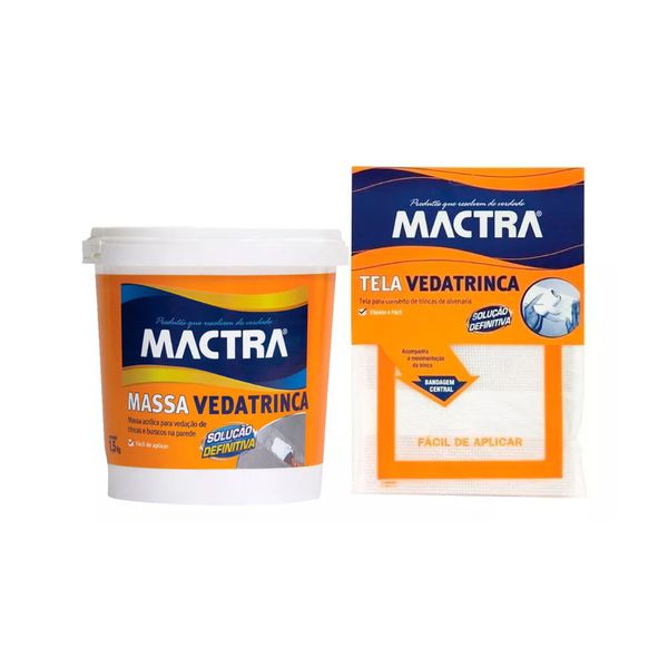 Kit Veda Trinca Massa Acrílica 1,2kg + Tela 5cm X 5m Mactra