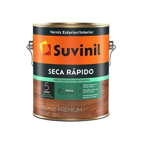 Verniz Base Água Para Madeira Seca Rápido 3,6L Mogno