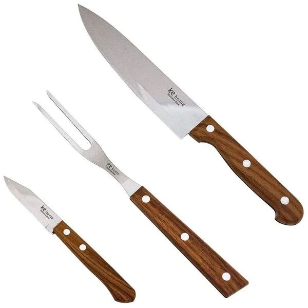 Kit Churrasco 3 Peças Inox - Ke Home