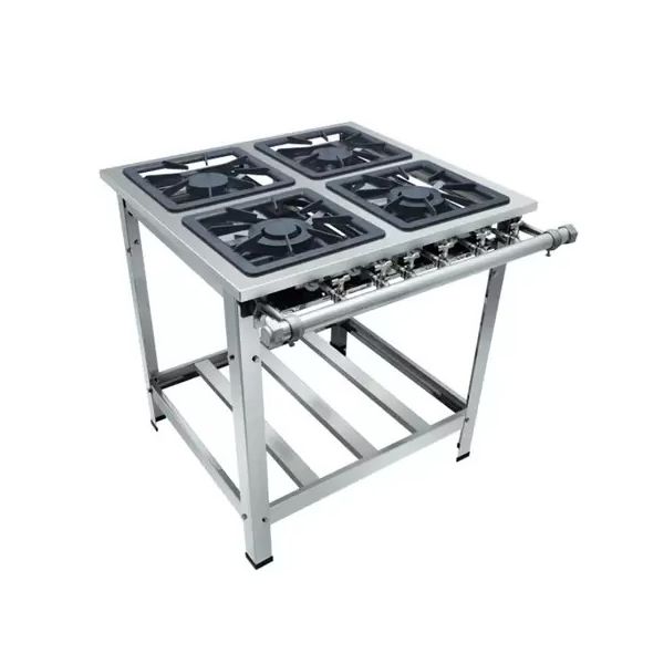 Fogão Industrial 4 Bocas 2D/2S Baixa Pressão P8 G40x40 Inox Luxo - MR Fogões