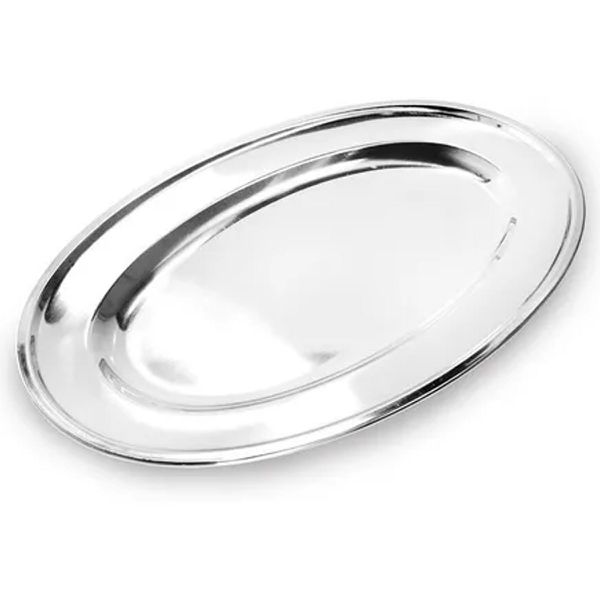 Bandeja Travessa Oval Rasa 40 Cm Inox - Ke Home