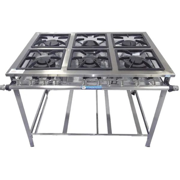 Fogão Industrial 6 Bocas 3D/3S Baixa Pressão P8 G40x40 Inox Luxo - MR Fogões