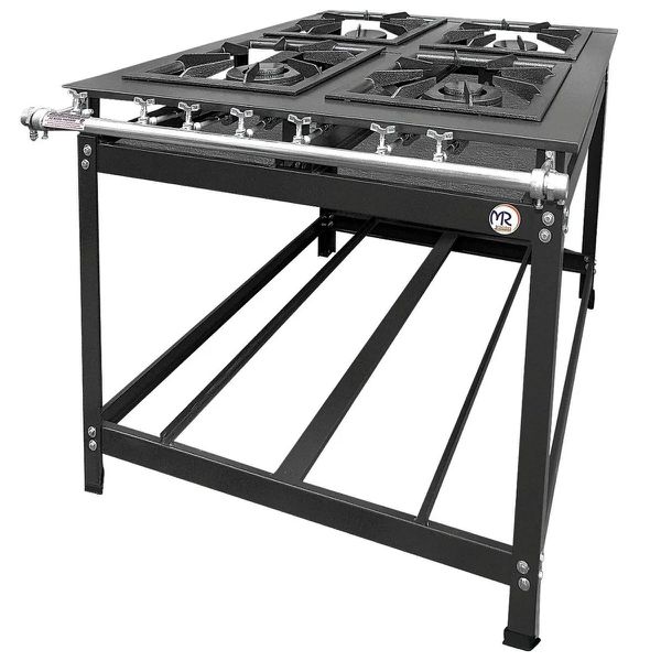 Fogão Industrial 4 Boca 2D/2S Baixa Pressão P8 G40x40 Luxo - MR Fogões Ref.400202