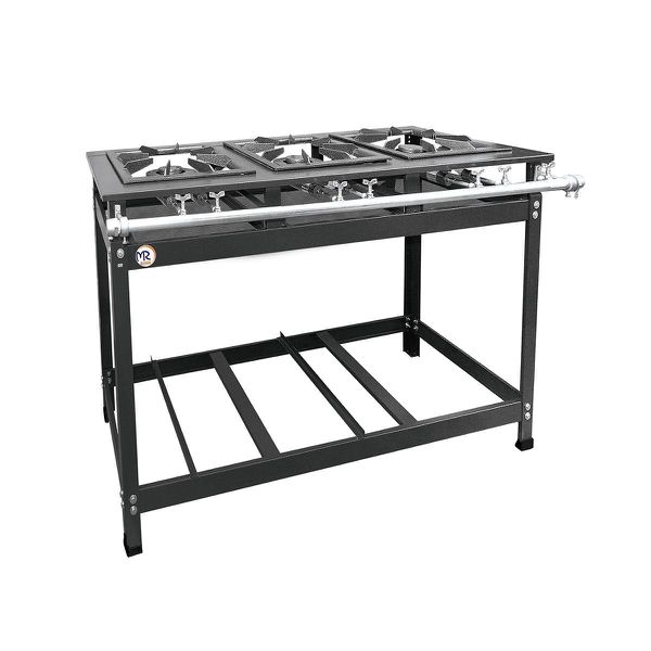 Fogão Industrial 3 Bocas Duplos Baixa Pressão P8 G40x40 Luxo - MR Fogões