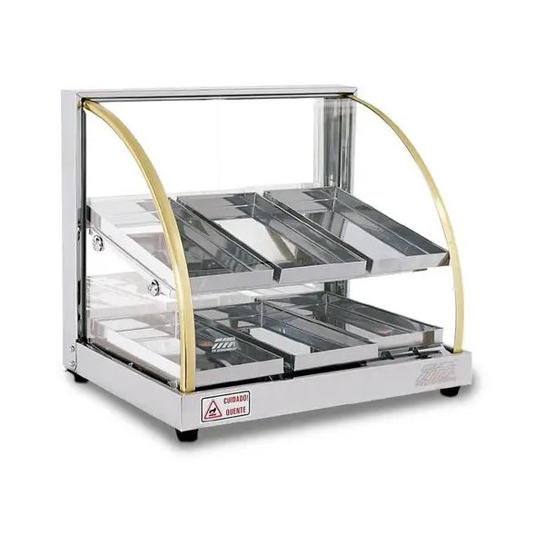 Estufa Quente Elétrica 6 Bandejas Dupla Vitrine Expositor Inox - Titã