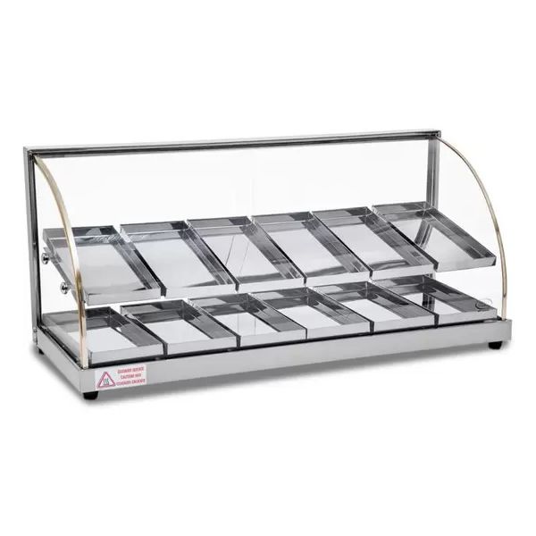 Estufa Quente Elétrica 12 Bandejas Dupla Vitrine Expositor Inox - Titã