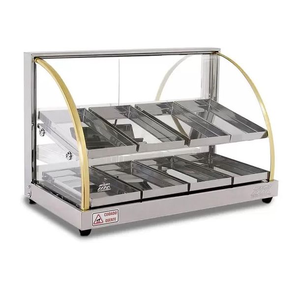 Estufa Quente Elétrica 8 Bandejas Dupla Vitrine Expositor Inox - Titã