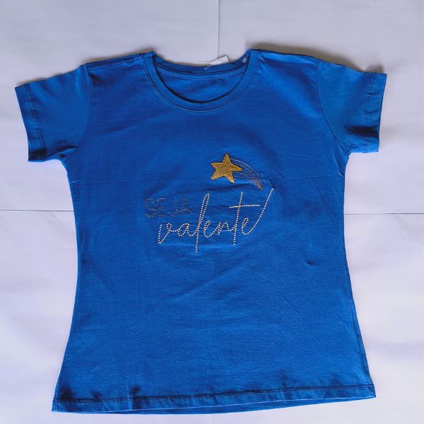 T- Shirt Bordada - Azul