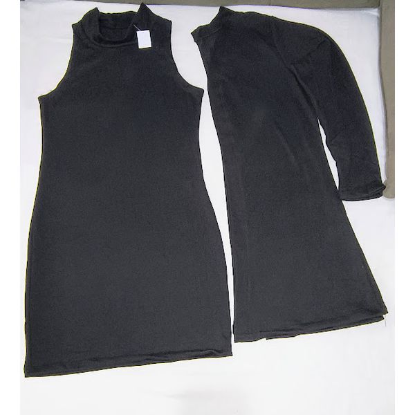 CONJUNTO VESTIDO LAZINHA COM CARDIGÃ PRETO