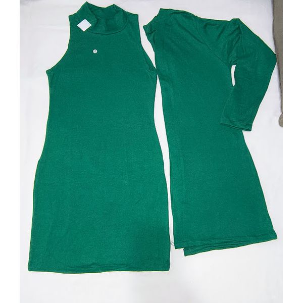 CONJUNTO VESTIDO LAZINHA COM CARDIGÃ VERDE