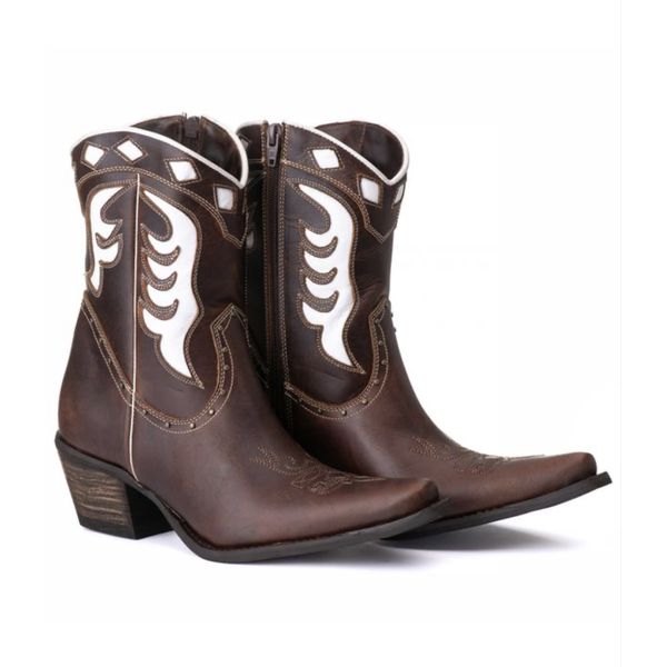Bota Feminina Tucson - Couro Euro Texas Wisky - Solado P51 Rústico Café