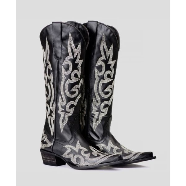 Bota Feminina Texana - Couro Preto 