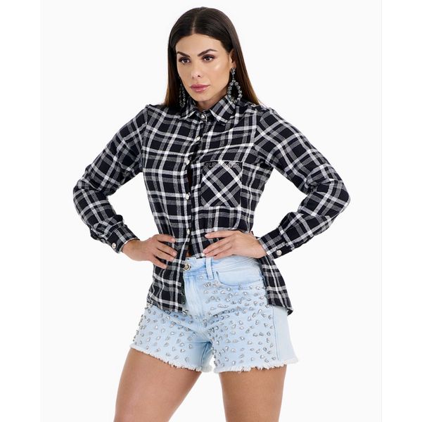 Blusa Buphallos Xadrez Preta