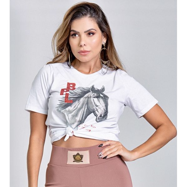 T-SHIRT FEMININA BUPHALLOS RED HORSE BRANCA 