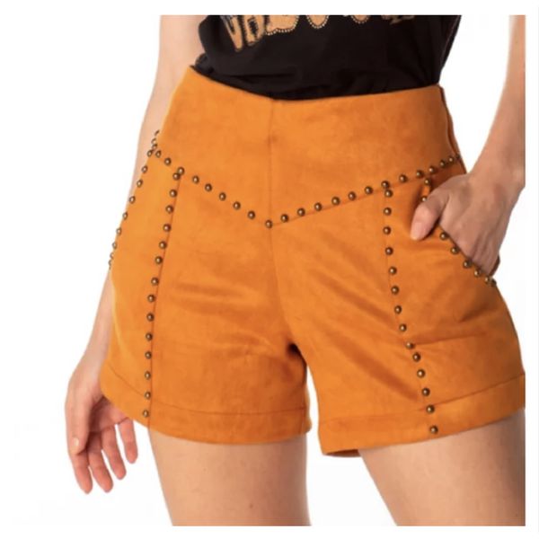 SHORTS CARAMEL SUEDE MOON HORSE