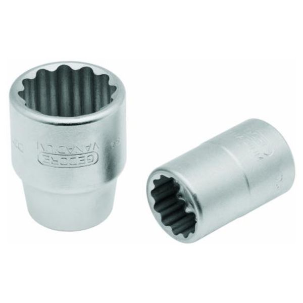 Soquete Estriado Crv Curto 28mm Encaixe 3/4 Pol 017.016 Gedore