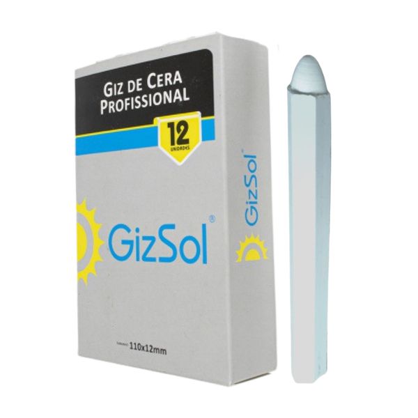 Caixa Giz para Marcação Branco 110x12mm com 12 Unidades Giz Sol