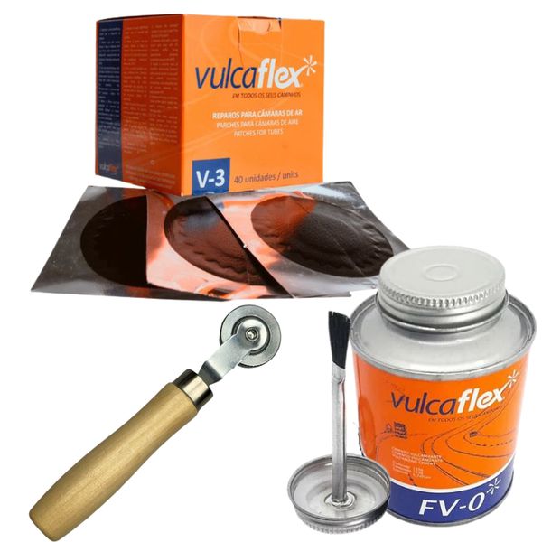 Kit Caixa de Remendo V-03 + Cola Cimento FV-00 + Rodilho 8mm FNT-1134