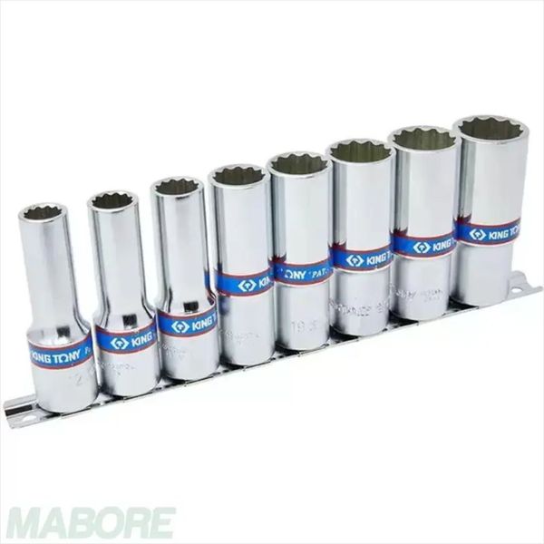Jogo Soquete Estriado Crv Longo 12 à 23mm Com 8 Peças 4208mrc10 Kingtony
