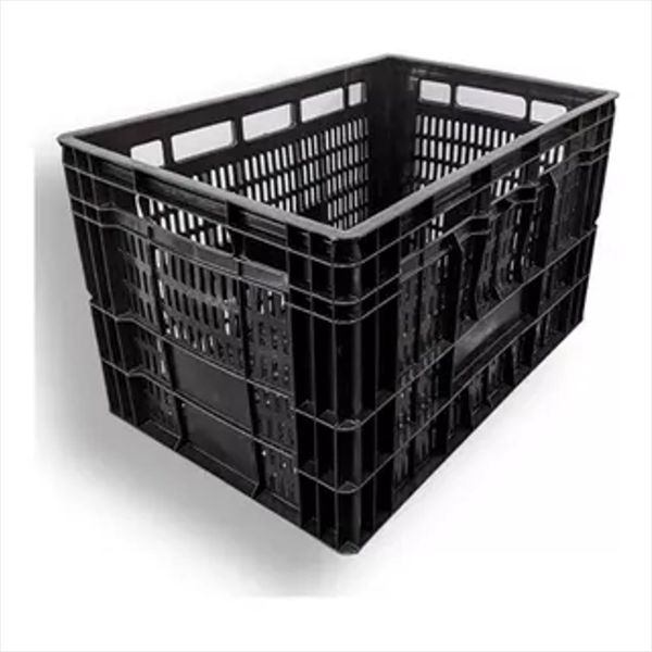 Caixa Plástica Hortifruti Vazada Preta 60 x 40 x 36cm 75l Agropiza