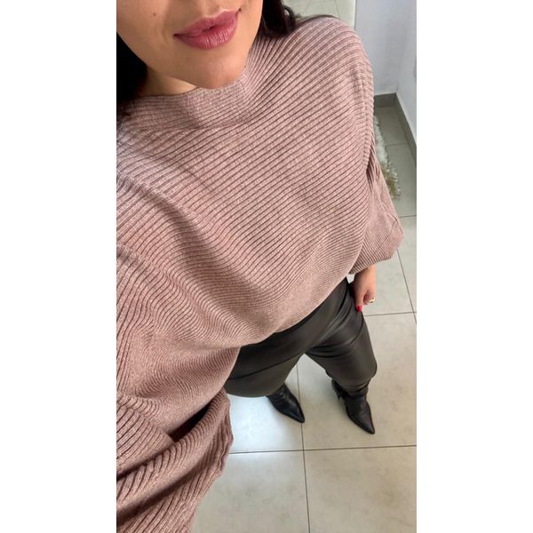 Blusa Tricot Manga Ampla - NUDE