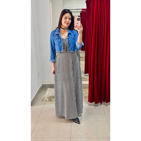 Vestido Longo Xadrez - PRETO E BRANCO