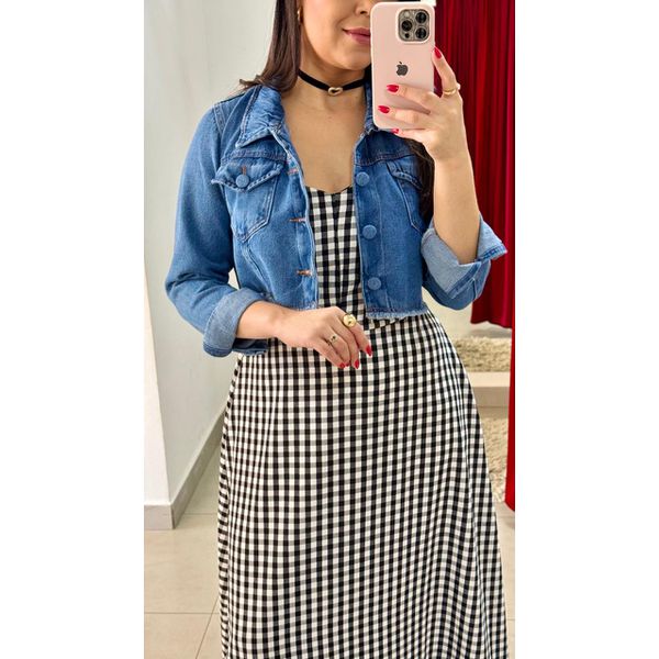 Jaqueta Cropped Jeans - AZUL 