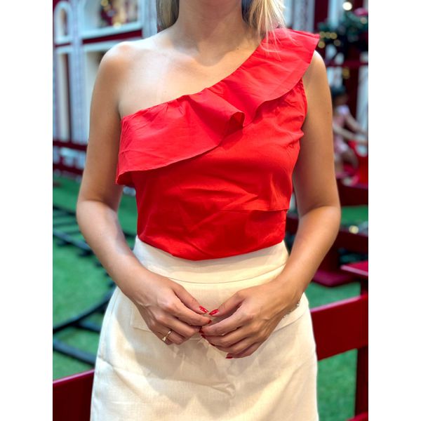 Blusa Alfaiataria Nula Manga - VERMELHA