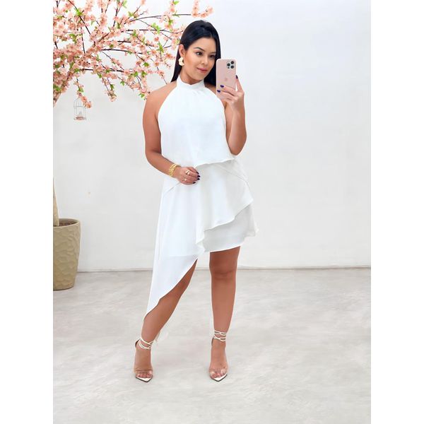 Vestido branco assimetrico cheap