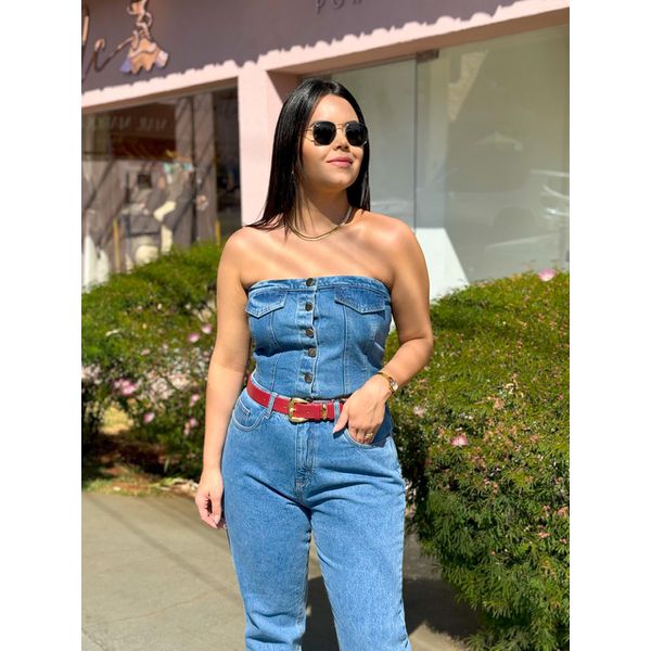 Cropped Tomara que Caia Jeans - AZUL