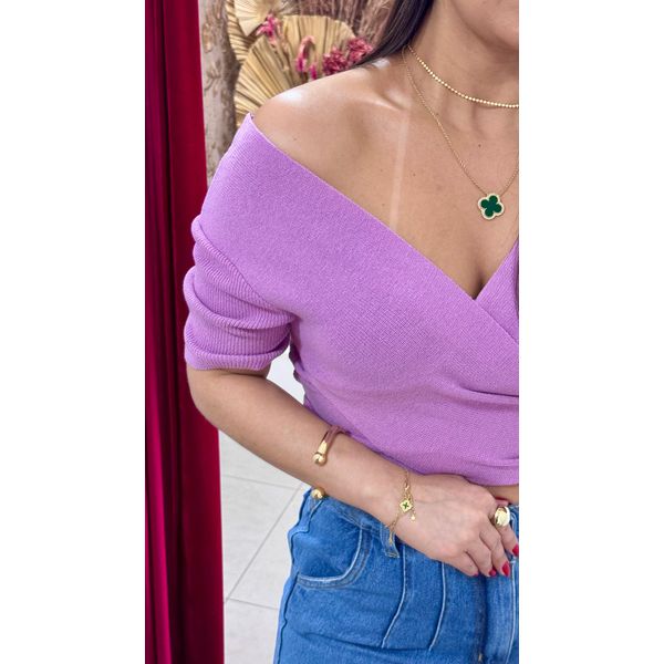 Cropped Transpassado Tricot - LAVANDA