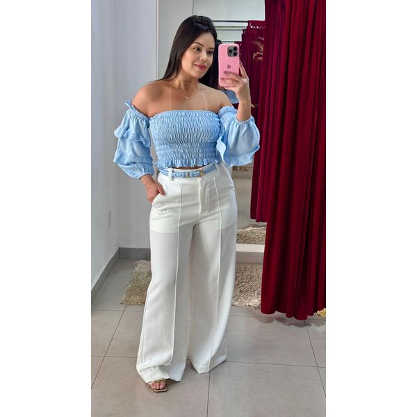 Pantalona Alfaiataria Viscolinho - BRANCO