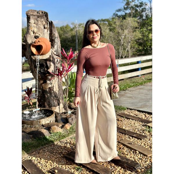 Pantalona Alfaiataria Com Cinto - NUDE 
