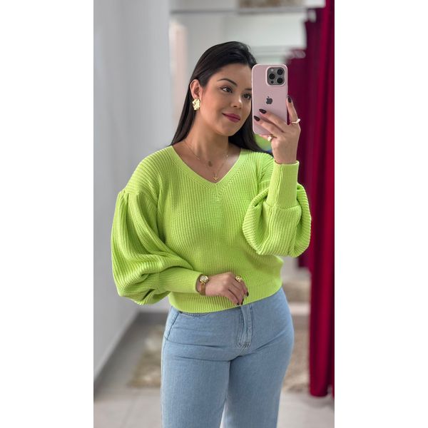Blusa Fang Decote V - VERDE LIMA