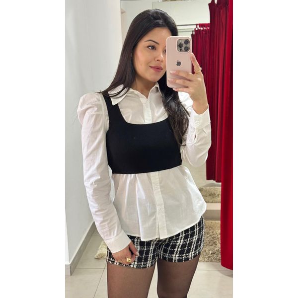 Camisa Slim Manga Bufante - BRANCA