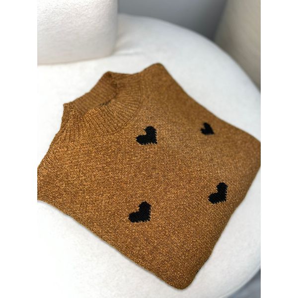 Blusa Trico Amanda Caramelo com Preto