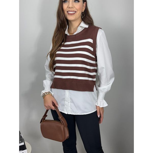 Conjunto Alessia listra marrom