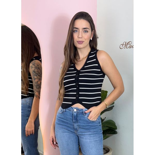 Colete Lira Preto Listrado 