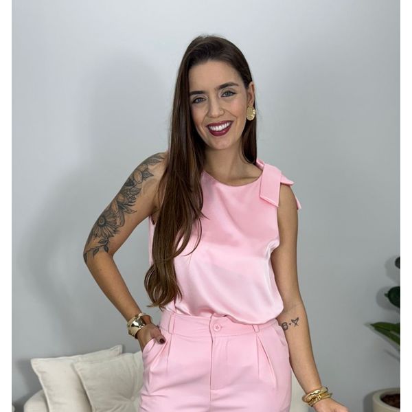Blusa Acetinada Betina Rosa