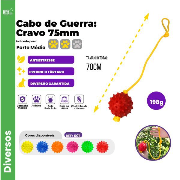 Cabo de Guerra Bola Cravo 75 - Big Bull Pet